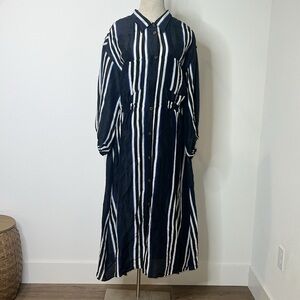A Piece Apart Kimono Striped Linen Silk Blend Shirt Dress